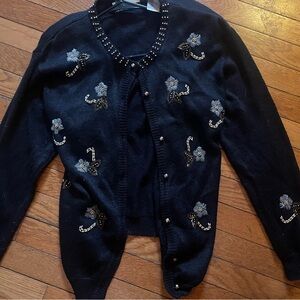 Black Embellished Women's Cardigan